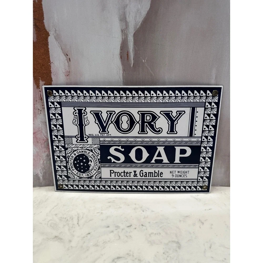 Ande Rooney Ivory Soap Porcelain Enamel Advertising Sign Procter & Gamble 12x8